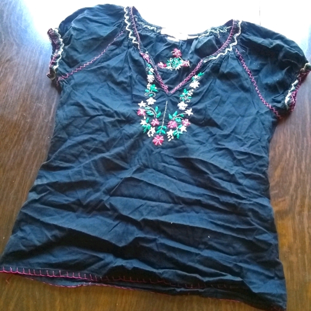 Embroidered peasant top